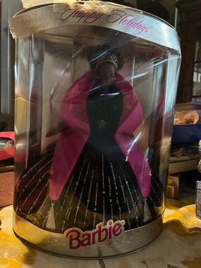 Barbie Black Gown with Bright Pink Cape Holiday Doll (special edition)